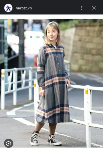 익스클루시브 패브릭 체크 무늬 롱 셔츠 빅 타탄