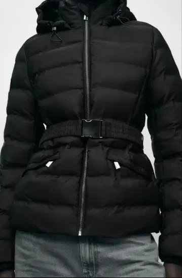 zara 아노락 벨트 포함 미들 기장 블랙