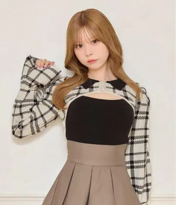 소매 리본 니트 앙상블