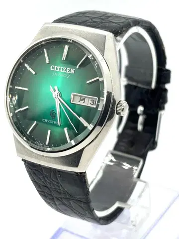 [가동품] CITIZEN 시티즌 크리스토론 그린 페이스 쿼츠 손목시계