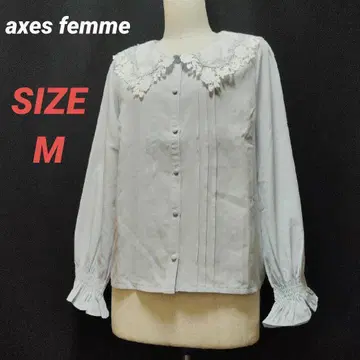 axes femme 엑시즈팜 레이스 칼라 블라우스 프릴 스카이블루 M