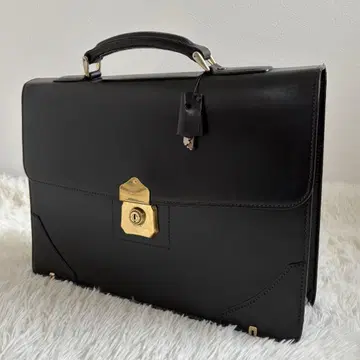 아쿠아 스큐텀 브리프 케이스 더블레스 백 블랙 가죽 열쇠 포함