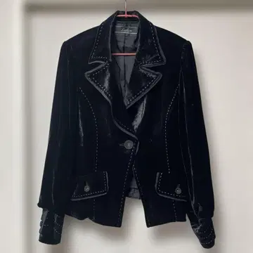 Leilian 블랙 벨벳 테일러드 자켓