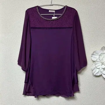 앨리스버리 펄 레이스 쉬폰 튜닉 L 11호 보라색 새상품 19,800