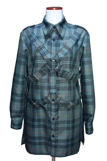 파라슈트 셔츠 그린 톤의 체크 무늬