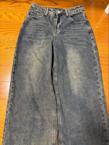 다크 블루 와이드 레그 데님