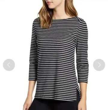 알파 큐빅 보더 크로스넥 오부 소매 상의