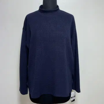 일본제 새상품 블록 패턴 하이넥 오버 사이즈 하이넥 네이비