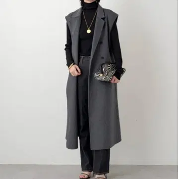 라운지 드레스 롱베스트 코트 그레이