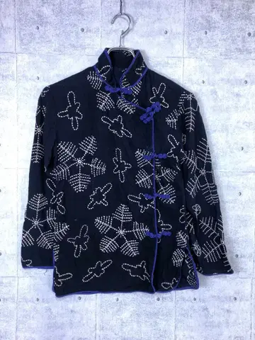 레트로 오리엔탈 동양식 매듭 스티치 자수 파이핑 차이나 셔츠