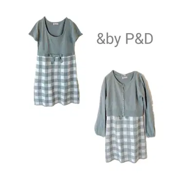 & by P&D 체크 무늬 반팔 튜닉 앙상블
