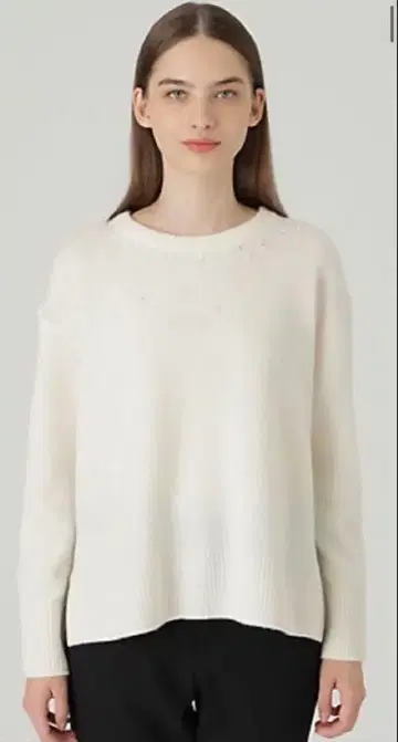 슈퍼 파인 라무즈 울 비쥬 니트 풀오버 화이트