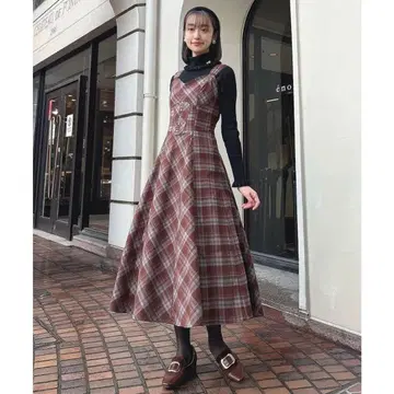 뷔스티에 체크 원피스/an another angelus