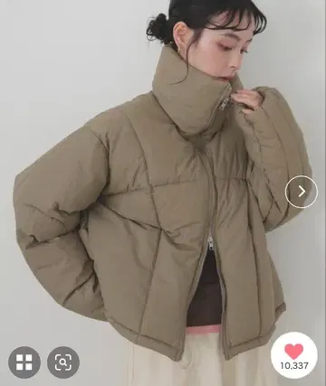 LIAN 체크 파이버 숏 다운 자켓