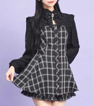 소매 레이스 & 볼레로풍 긴팔 셋업 블랙