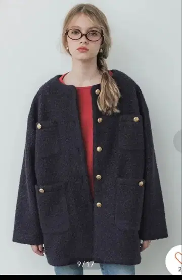 coca 코카 푸들 보아 노카라 코트 네이비 M 미사용 새상품