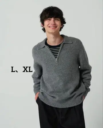 [ 완판템 ] GU 퍼프 니트 하프 지퍼 풀오버