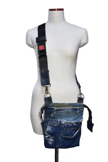 데님 패치워크 사코슈/미니 숄더백/파우치 남녀 공용