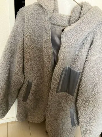 그레이 플리스 후드 부착 자켓