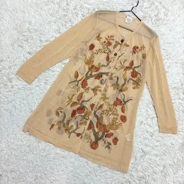 eterno amoi 시어 가디건 꽃무늬 레트로 긴 길이 수채화 레이스