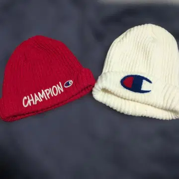Champion 니트 모자 빨간색 화이트 2개 세트