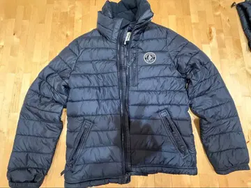 네이비 퀼팅 다운 자켓 후드 부착