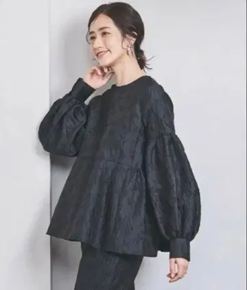 투톤 자카드 블라우스