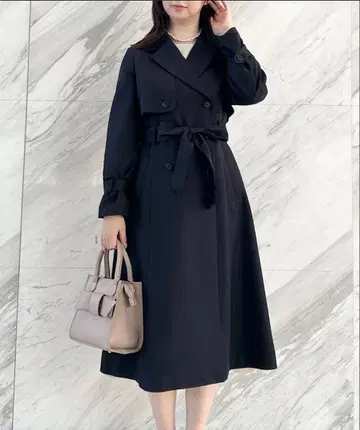 새상품 Couture Brooch 롱 트렌치 네이비 38 ( M )