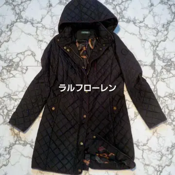 랄프 로렌 퀼팅 안감 스카프 패턴 블랙