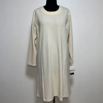 일본제 새상품 블록 패턴 절개 원피스 아이보리