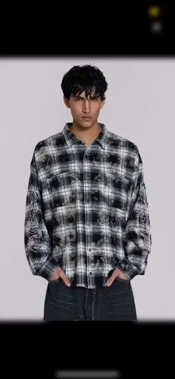 Jaded London Burnout Plaid 플란넬 셔츠 M