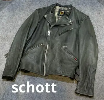 schott 샷 더블 천연 가죽 가죽 라이더 자켓