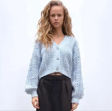 ARA 펄 비즈 니트 가디건 S 사이즈