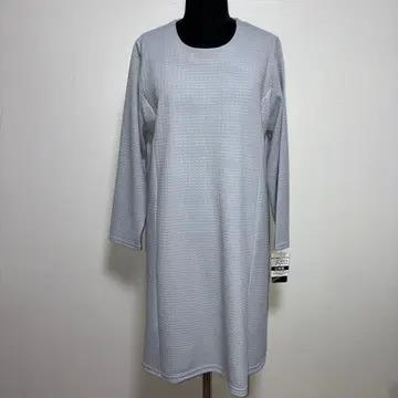 일본제 새상품 블록 패턴 절개 원피스 블루 그레이