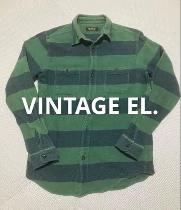 VINTAGE EL. 긴팔 셔츠 보더 두꺼운 원단 사이즈 38