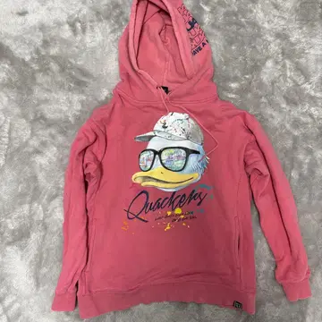 도널드 덕 프린트 후드티 M 핑크