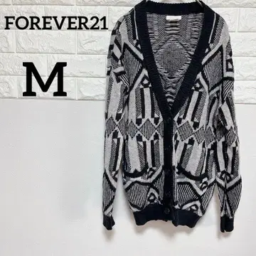 [FOREVER21] M 긴팔 니트 가디건 지오메트릭 패턴