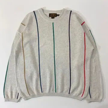 90s Eddie Bauer 블랙 택 스트라이프 니트 스웨터 그레이 XL