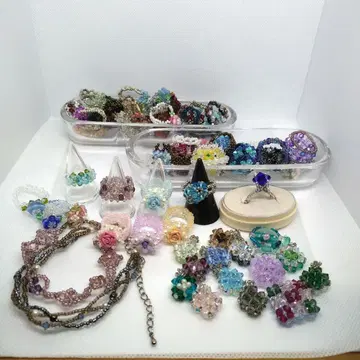 핸드메이드 비즈 반지 목걸이 세트