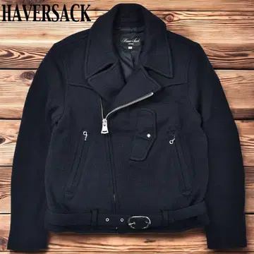11M449 HAVERSACK 울 니트 더블 라이더 자켓