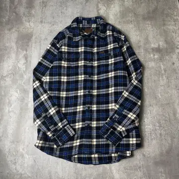 ORVIS 오비스 체크 무늬 헤비 플란넬 셔츠 XL 블루 네이비