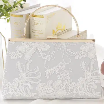 플라워 자수 메탈릭 핸드백