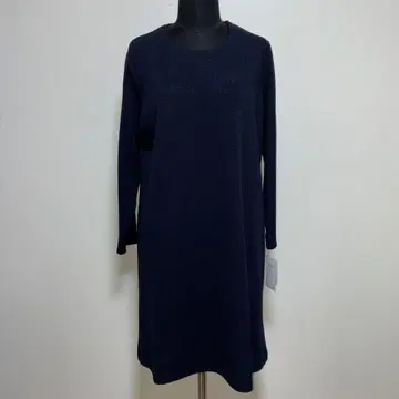 일본제 새상품 블록 패턴 절개 원피스 네이비