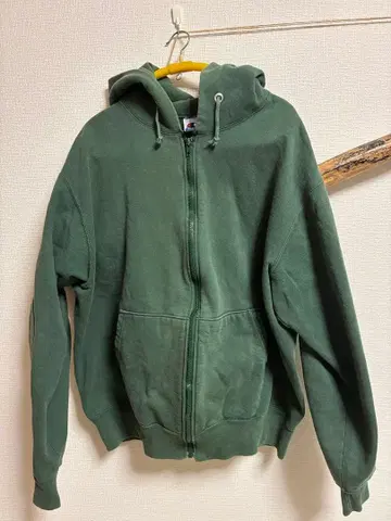 다크 그린 풀 집업 후드티