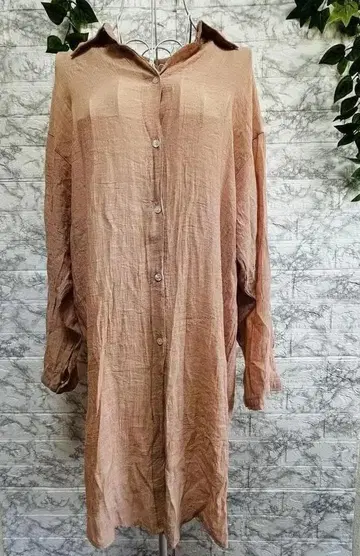 피프스 베이지 셔츠 원피스 롱 원피스 비침 하늘하늘