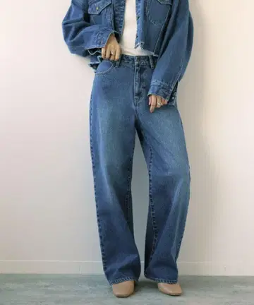 시리시티에 빅 루즈 데님 팬츠 여성용 네이비 루즈핏 M