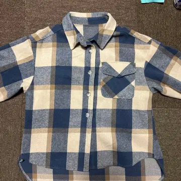 플란넬 셔츠 네이비 베이지 체크 무늬