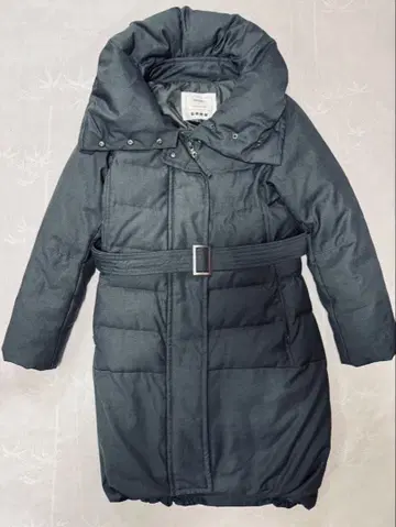 PLST 롱 다운 코트 숄카라 여배우 옷깃 벨트 포함 A