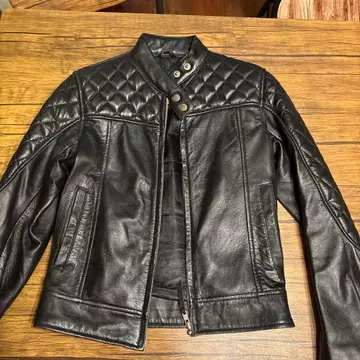 MET'Z 블랙 가죽 라이더 자켓 S