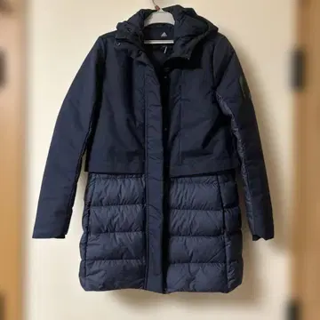 adidas 후드 부착 다운 자켓 네이비